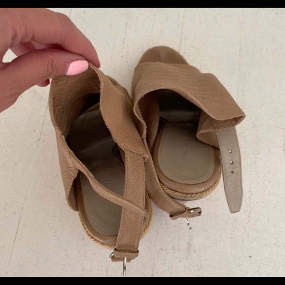 Balenciaga Beige Peep Toe Wedge Espadrilles - Picture 3 of 4